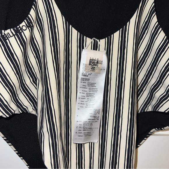 Billabong Black and White Striped One Piece Swimsuit - Picture 10 of 12